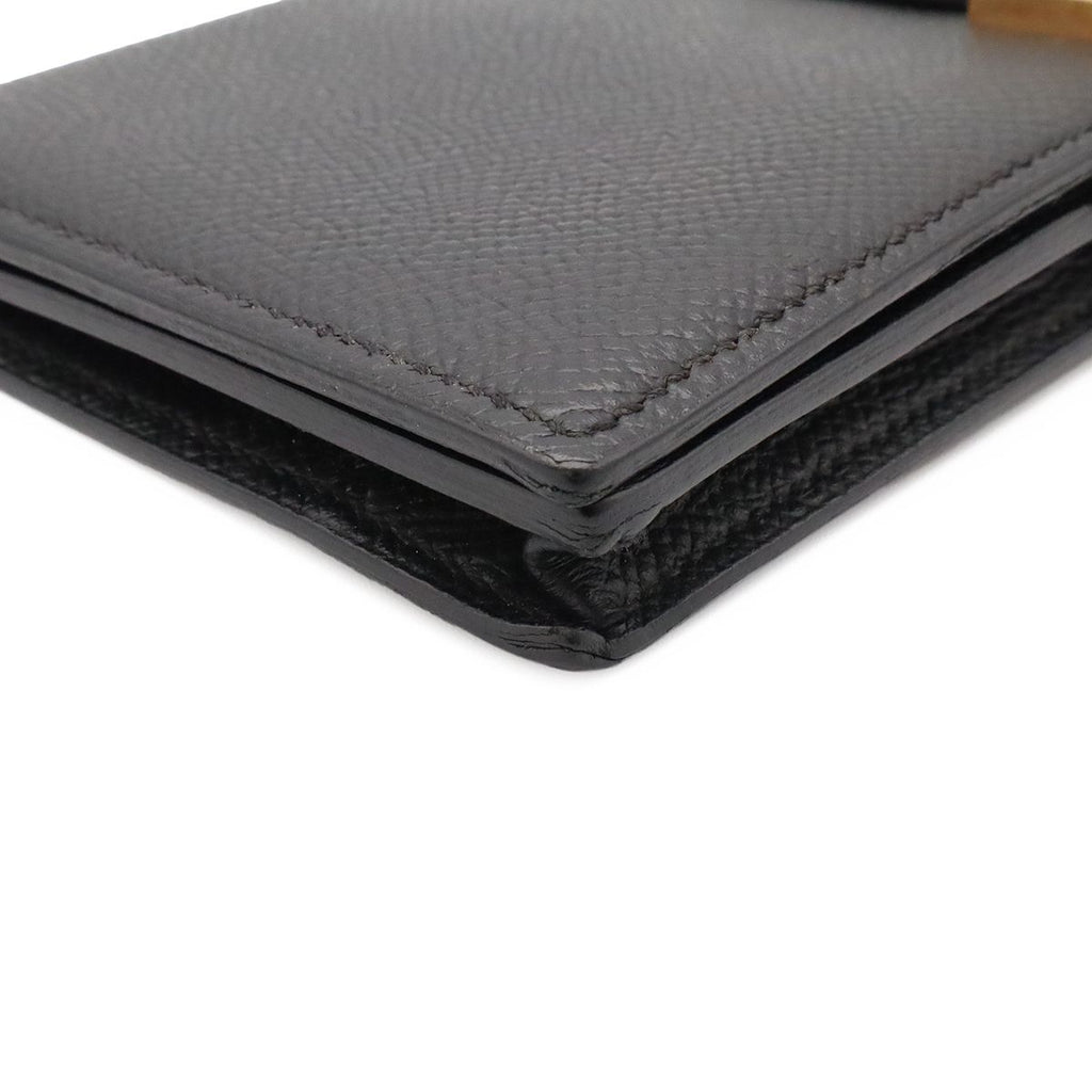 Hermes Bearn Soufflet Wallet Bifold Veau Epsom Black Gold — view 3