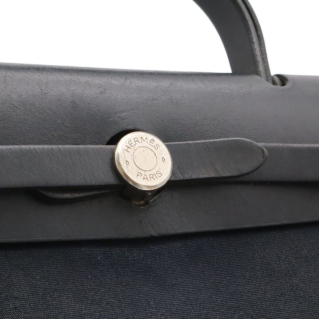Hermes Herbag PM 2-Way Shoulder Bag Toile Officier H Black Natural — view 7