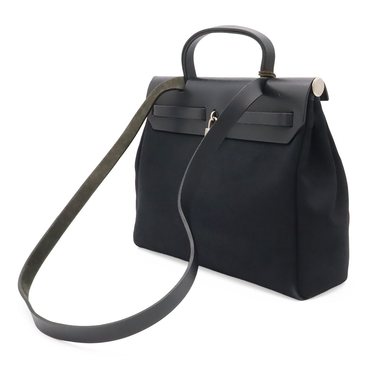 Hermes Herbag PM 2-Way Shoulder Bag Toile Officier H Black Natural — view 2