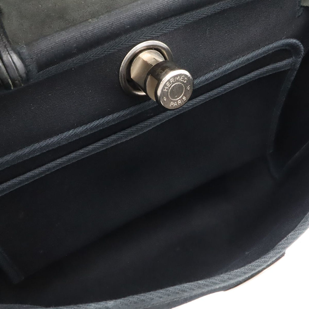 Hermes Herbag PM 2-Way Shoulder Bag Toile Officier H Black Natural — view 8
