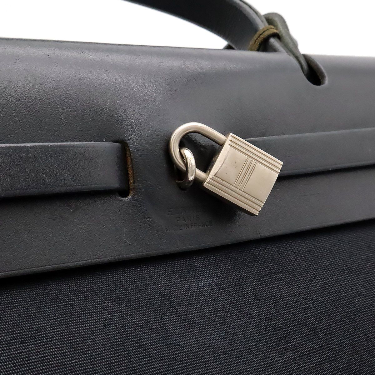 Hermes Herbag PM 2-Way Shoulder Bag Toile Officier H Black Natural — view 6