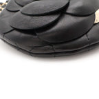 Chanel Camellia Quilted Chain Pochette Mini Shoulder Bag Lambskin Leather Black — view 3