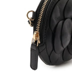 Chanel Camellia Quilted Chain Pochette Mini Shoulder Bag Lambskin Leather Black — view 5