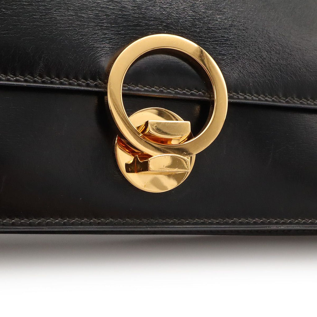 Hermes Ring Shoulder Bag Box Calf Leather Black Gold — view 5