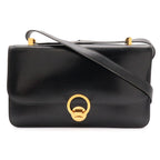 Hermes Ring Shoulder Bag Box Calf Leather Black Gold