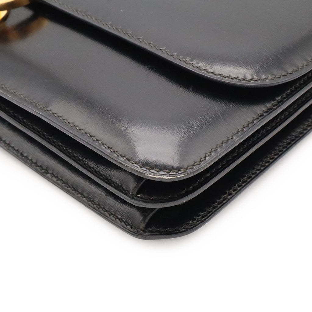 Hermes Ring Shoulder Bag Box Calf Leather Black Gold — view 3