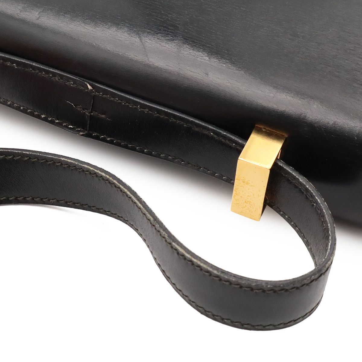 Hermes Ring Shoulder Bag Box Calf Leather Black Gold — view 4