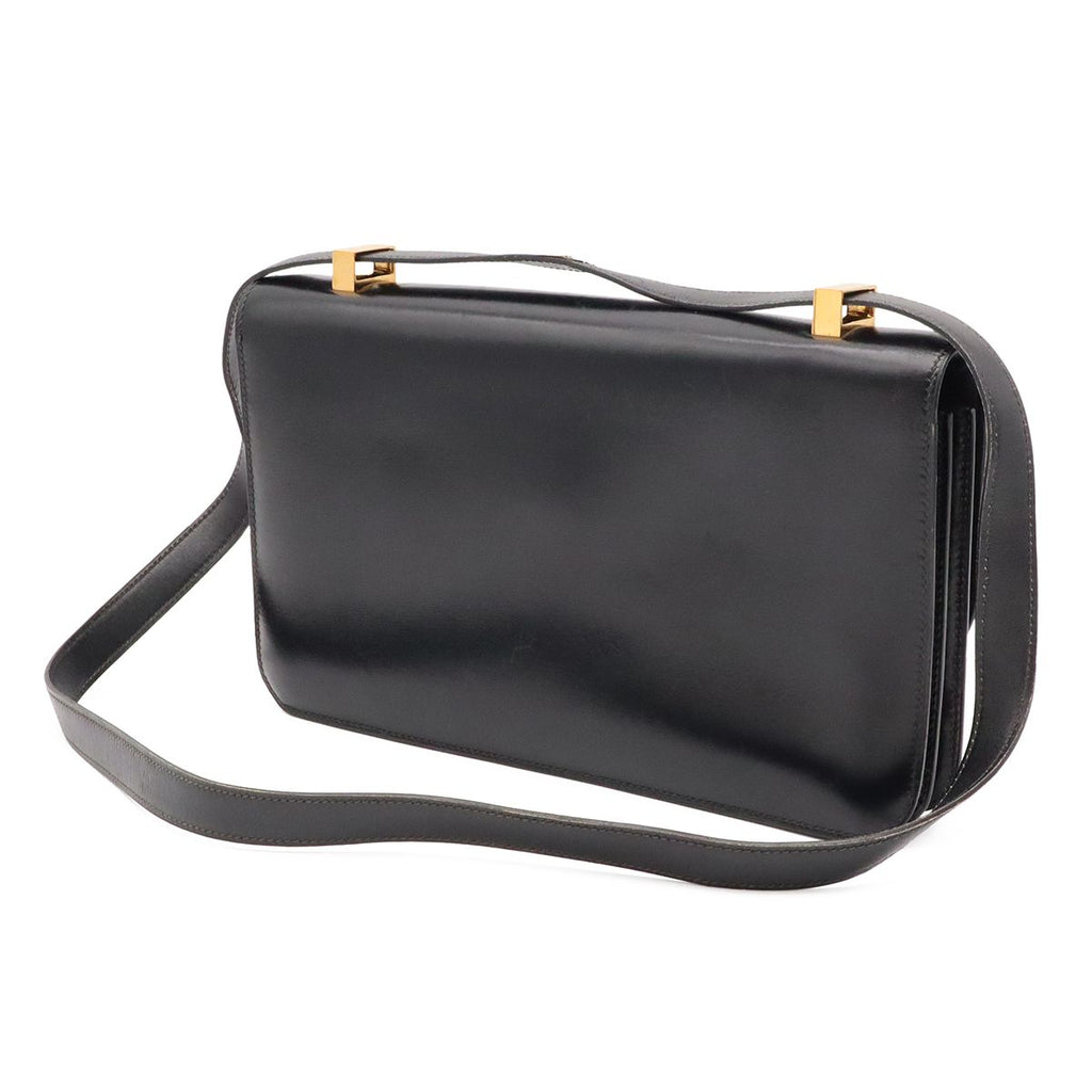 Hermes Ring Shoulder Bag Box Calf Leather Black Gold — view 2