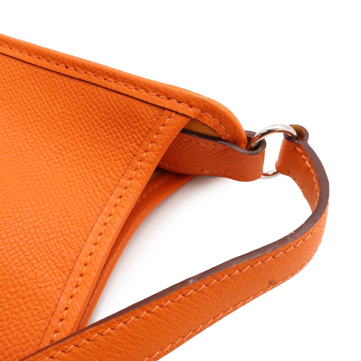 Hermes Vespa TPM Shoulder Bag Pochette Crossbody Veau Epsom Orange Silver — view 6