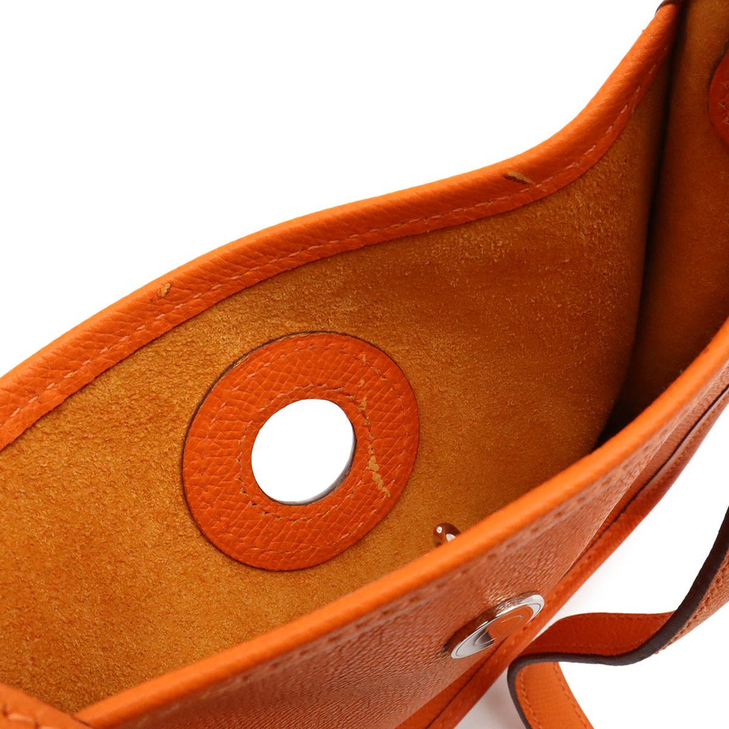 Hermes Vespa TPM Shoulder Bag Pochette Crossbody Veau Epsom Orange Silver — view 7