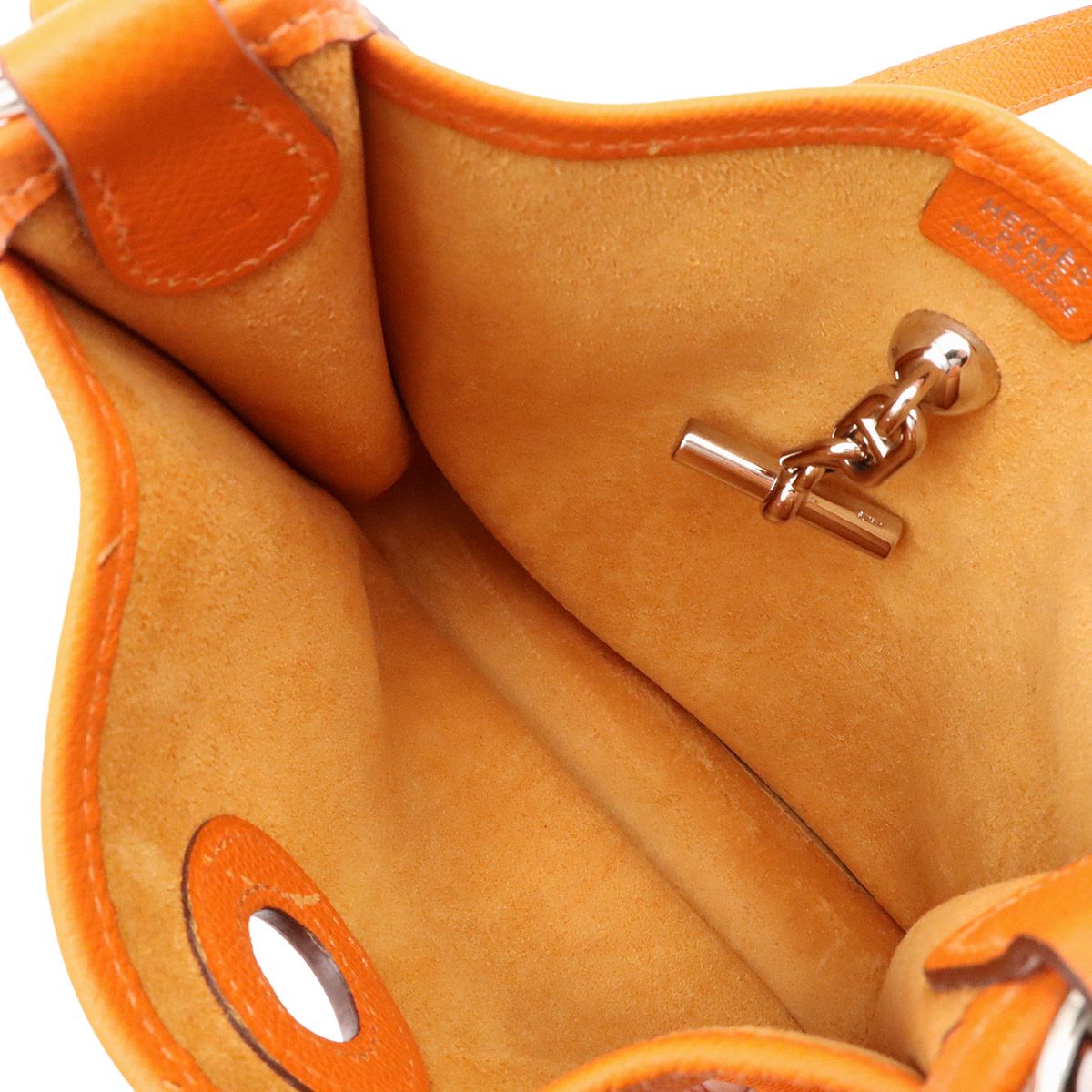 Hermes Vespa TPM Shoulder Bag Pochette Crossbody Veau Epsom Orange Silver — view 8