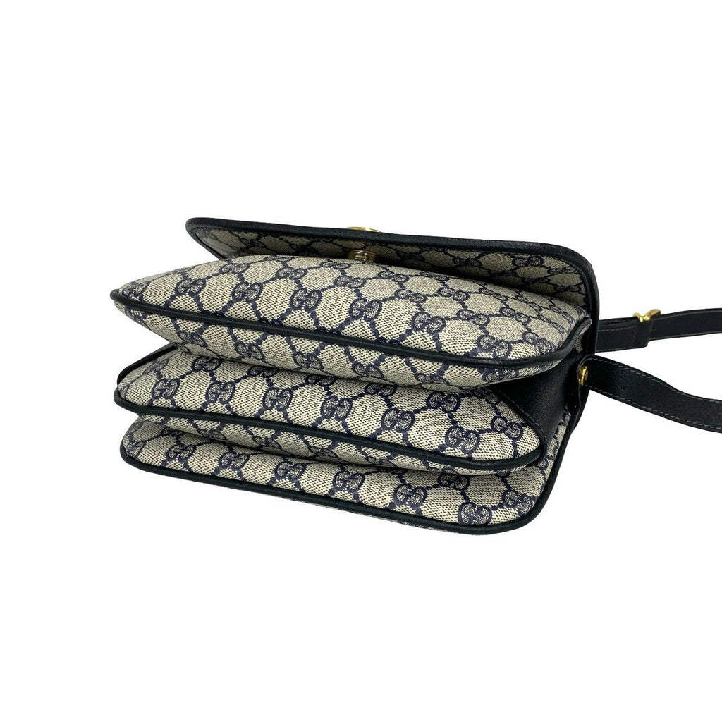 Gucci Vintage GG Logo Leather Mini Shoulder Bag Pochette Navy — view 8