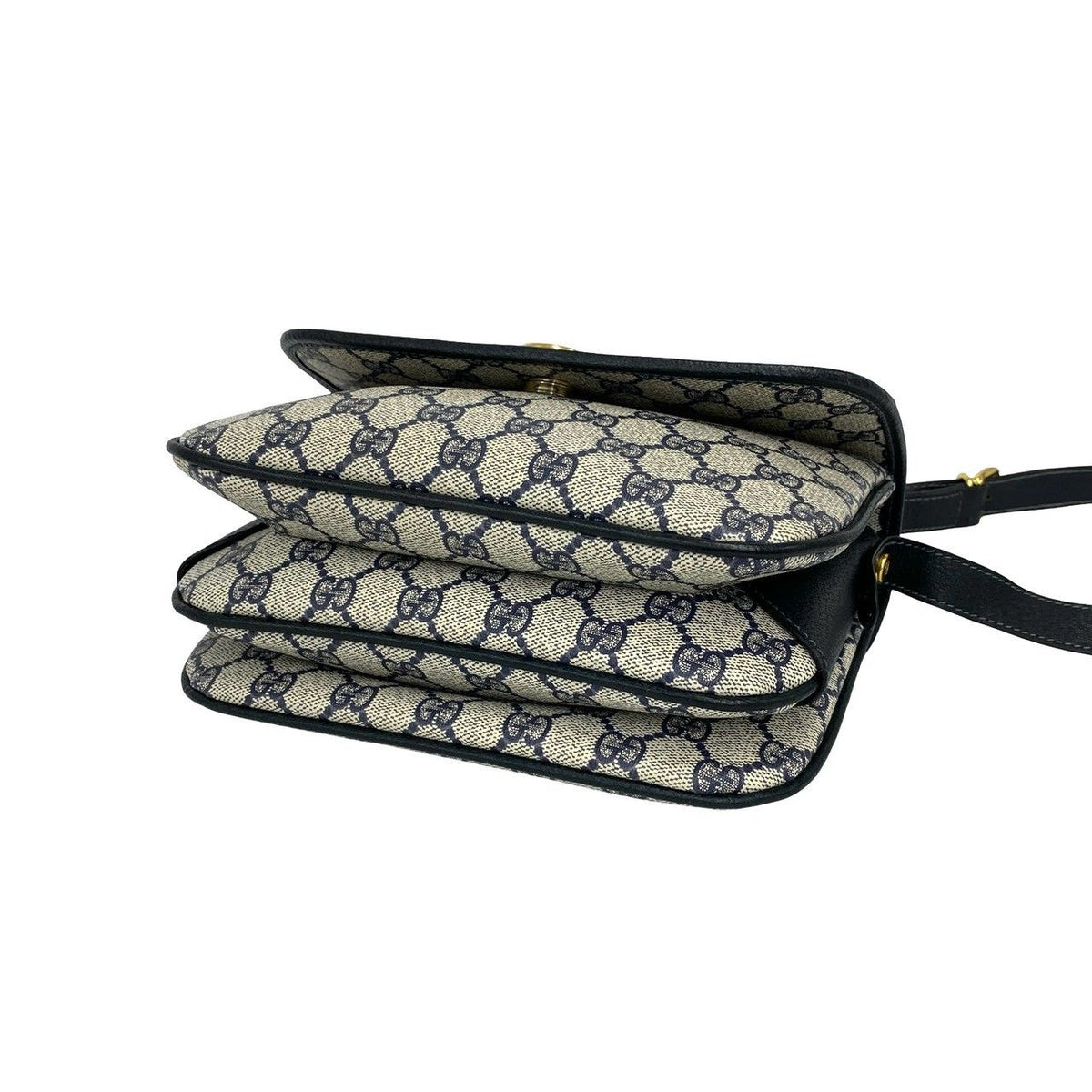 Gucci Vintage GG Logo Leather Mini Shoulder Bag Pochette Navy — view 8