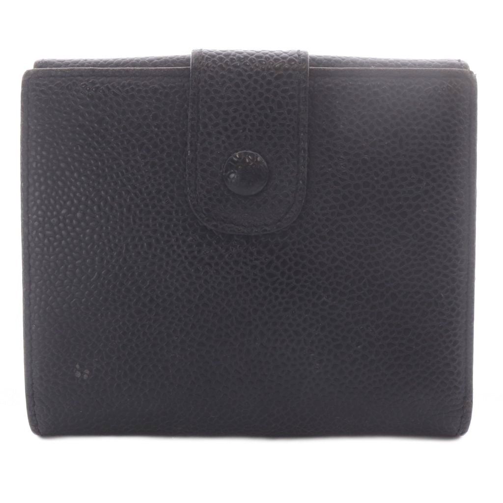 Chanel Wallet Trifold CC Logo Snap Caviar Leather Black — view 2