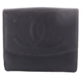 Chanel Wallet Trifold CC Logo Snap Caviar Leather Black