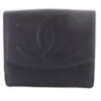 Chanel Wallet Trifold CC Logo Snap Caviar Leather Black