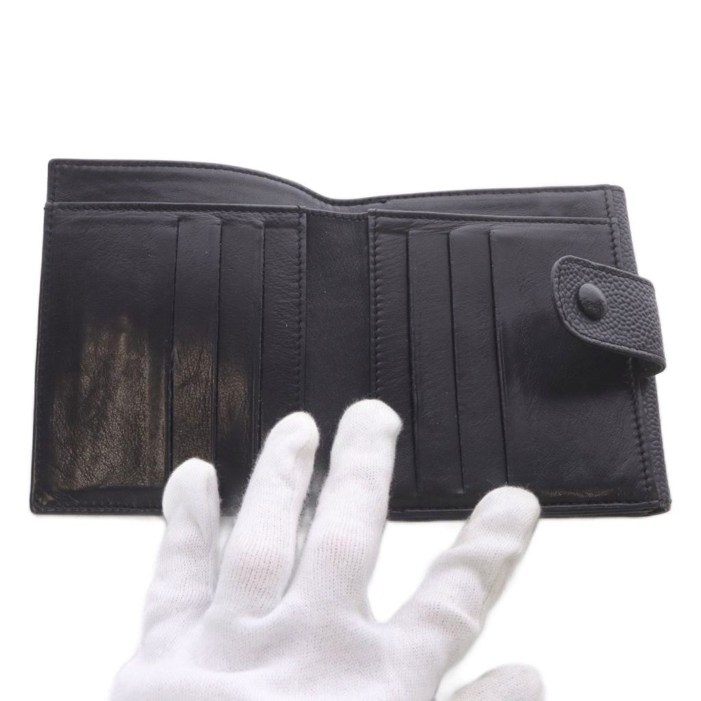 Chanel Wallet Trifold CC Logo Snap Caviar Leather Black — view 5
