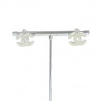 Chanel Earrings CC Logo Rhinestone White Silver Color 05c — view 5