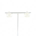 Chanel Earrings CC Logo Rhinestone White Silver Color 05c — view 4