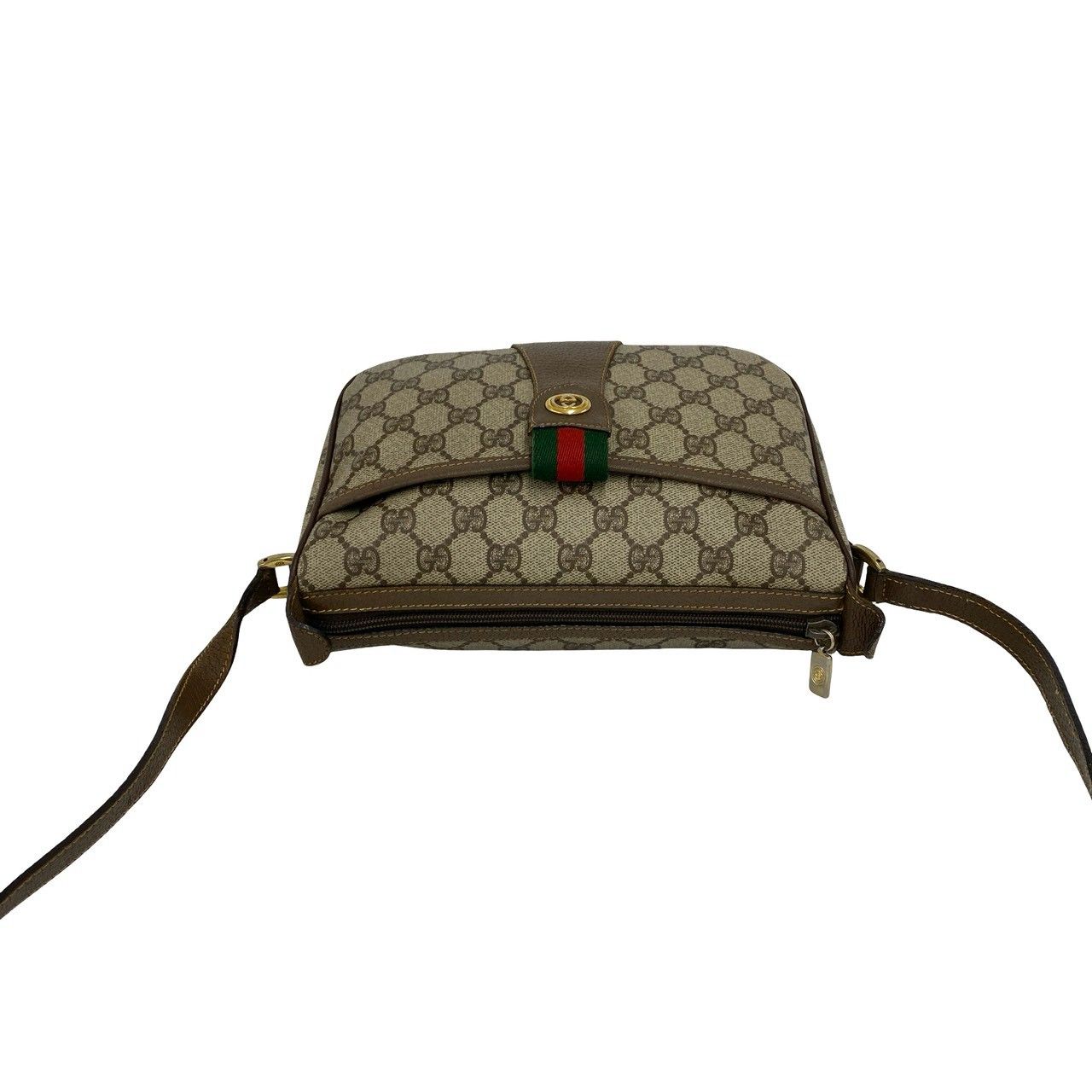Gucci Vintage Sherry Line GG Logo Pattern Leather Shoulder Bag Pochette Brown — view 4