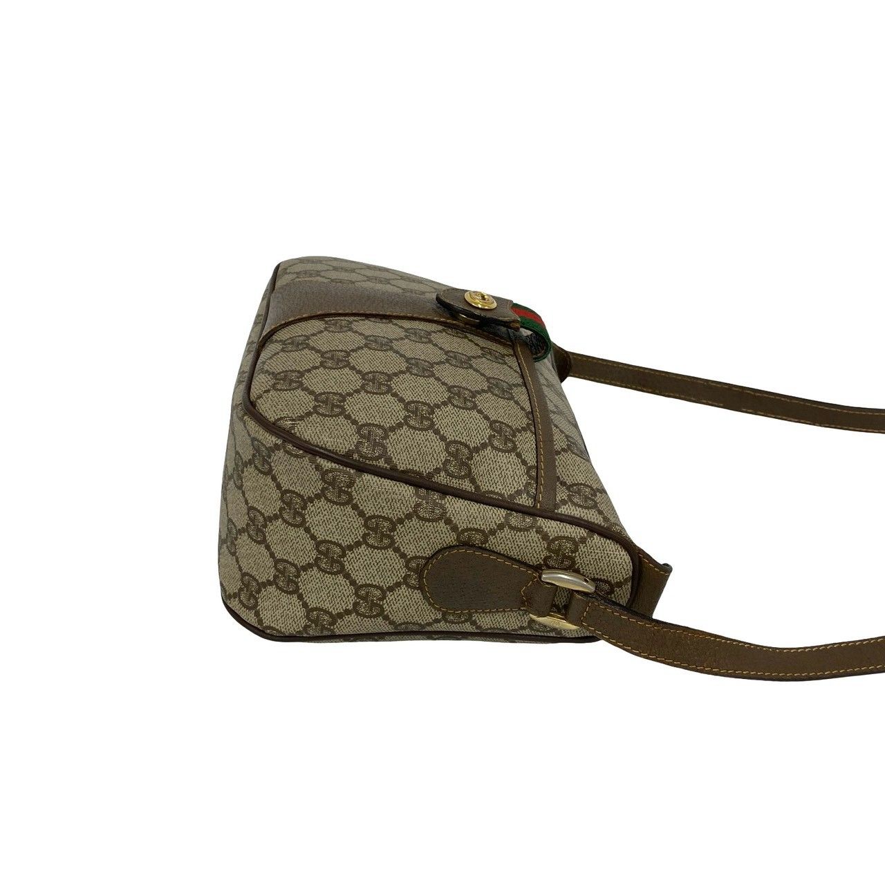 Gucci Vintage Sherry Line GG Logo Pattern Leather Shoulder Bag Pochette Brown — view 6