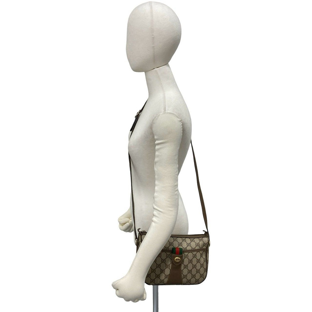 Gucci Vintage Sherry Line GG Logo Pattern Leather Shoulder Bag Pochette Brown — view 2