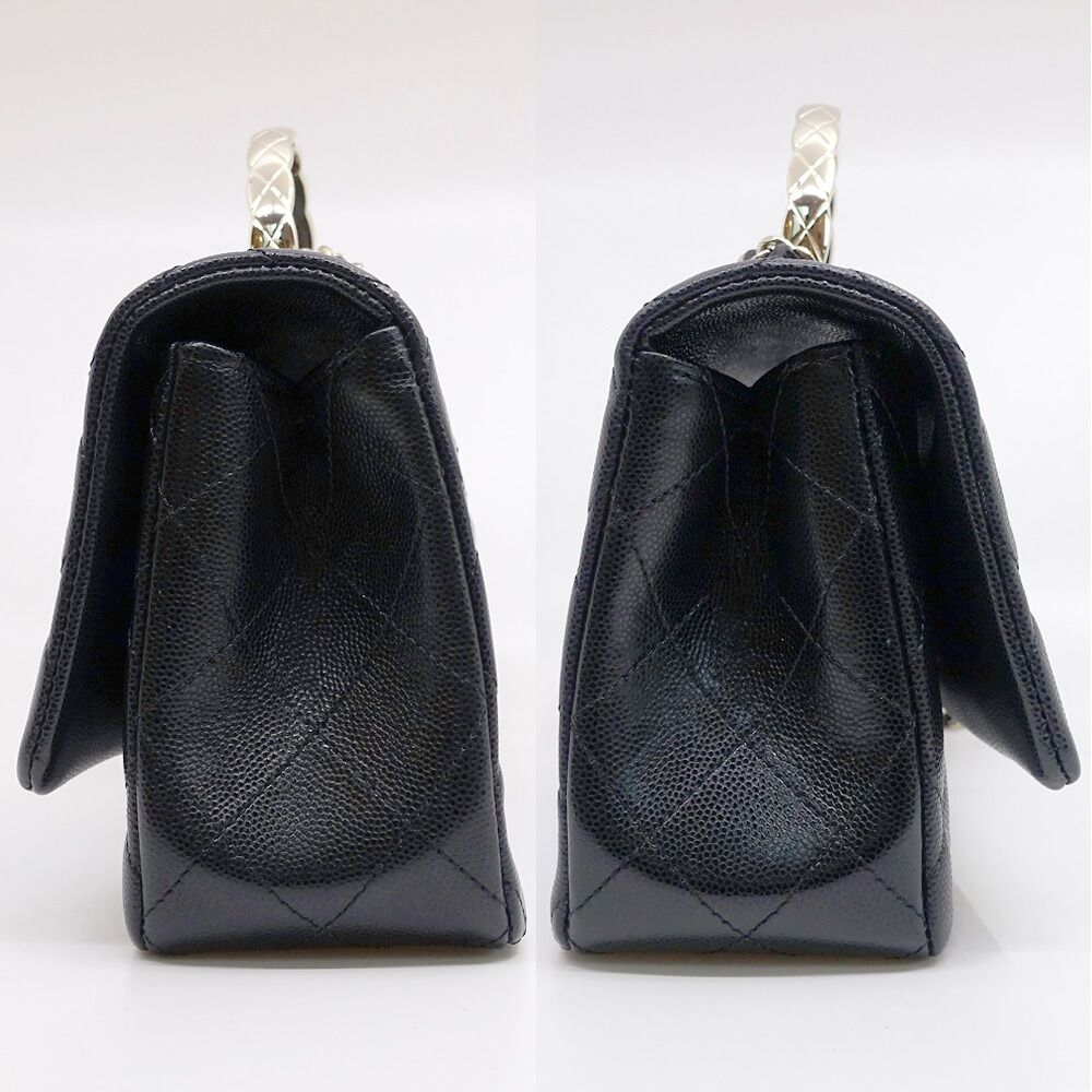 Chanel Top Handle Quilted Grained Calfskin BK GD — view 3