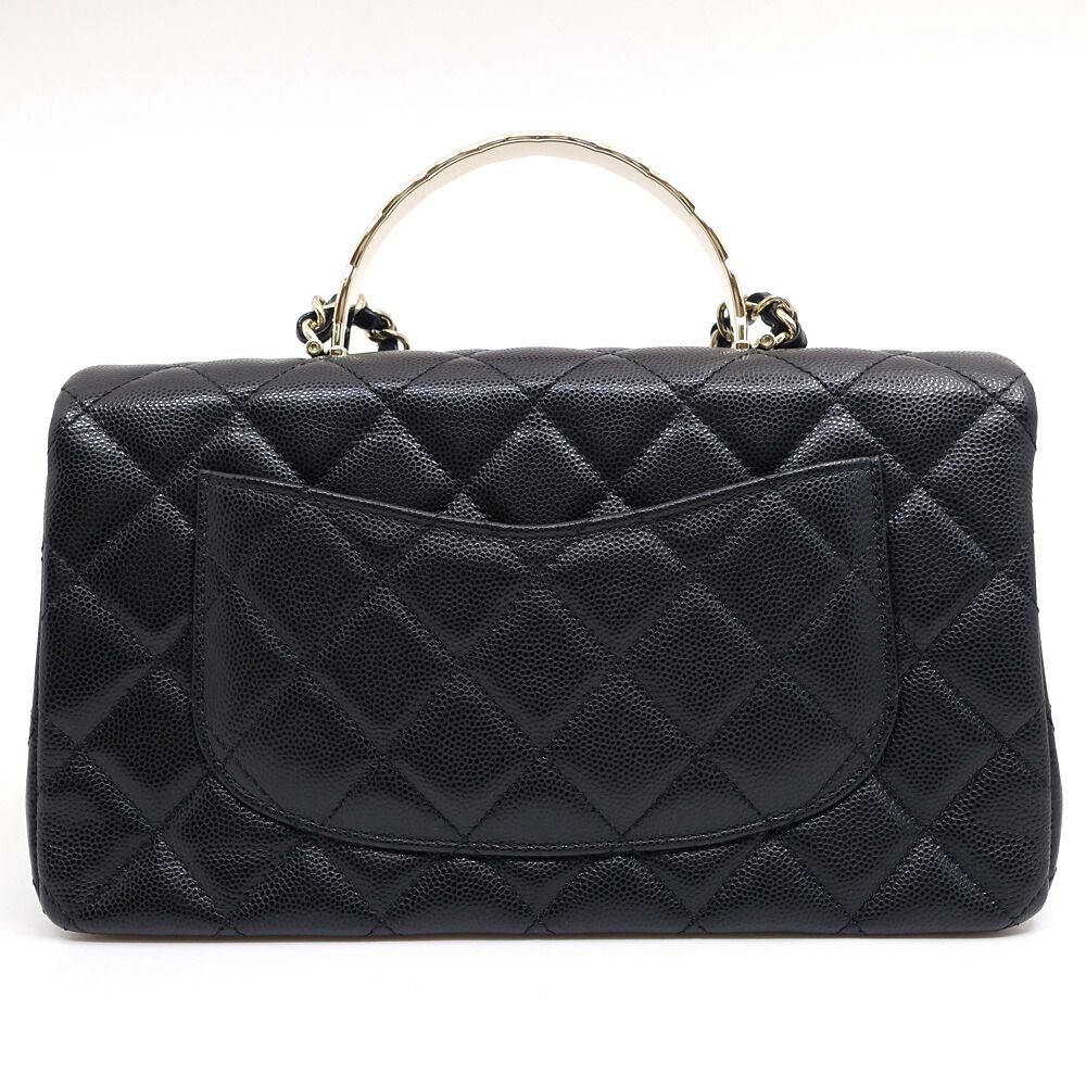 Chanel Top Handle Quilted Grained Calfskin BK GD — view 2