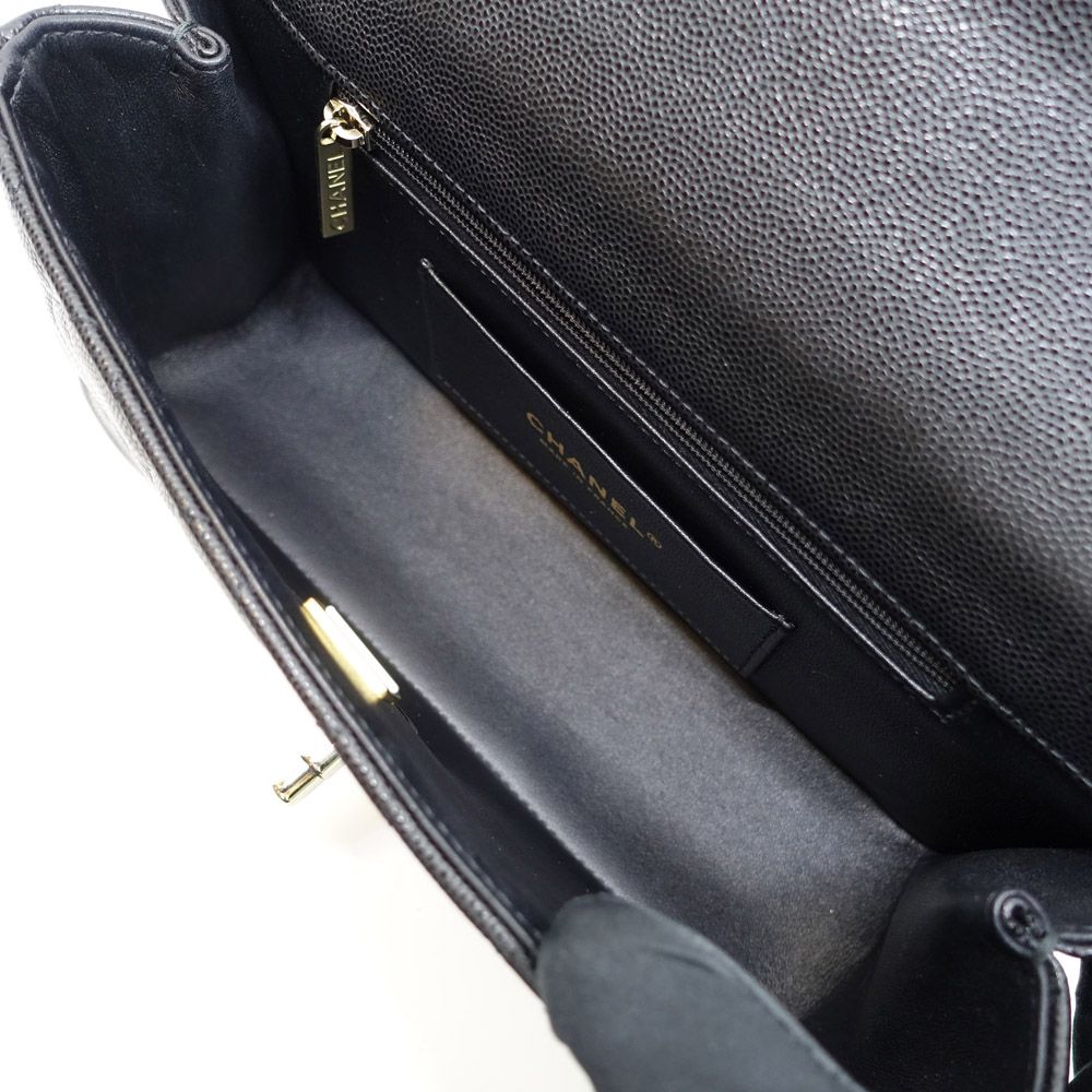Chanel Top Handle Quilted Grained Calfskin BK GD — view 6