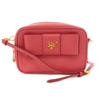 Prada Saffiano Fiocco Ribbon Mini Shoulder Bag Posiette Leather Pink