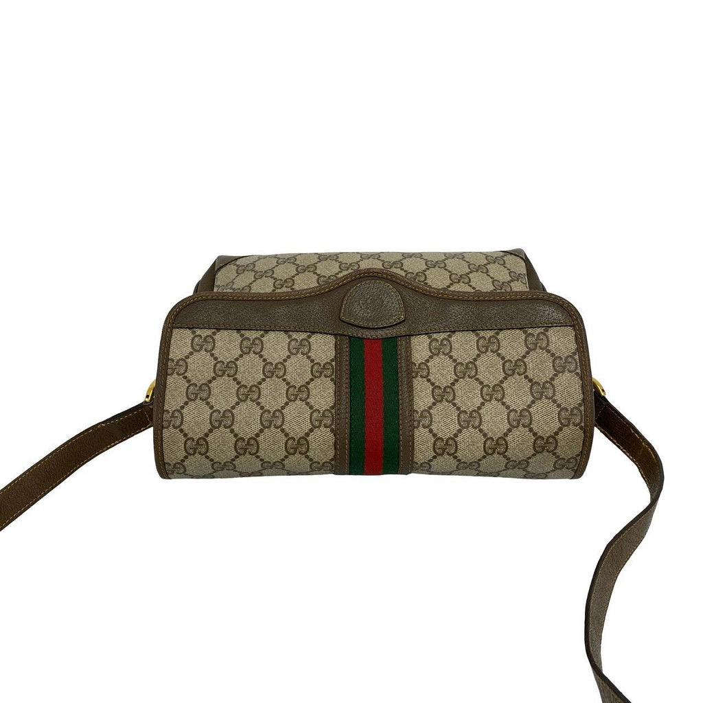 Gucci Vintage Sherry Line GG Logo Pattern Leather Shoulder Bag Pochette Brown — view 4