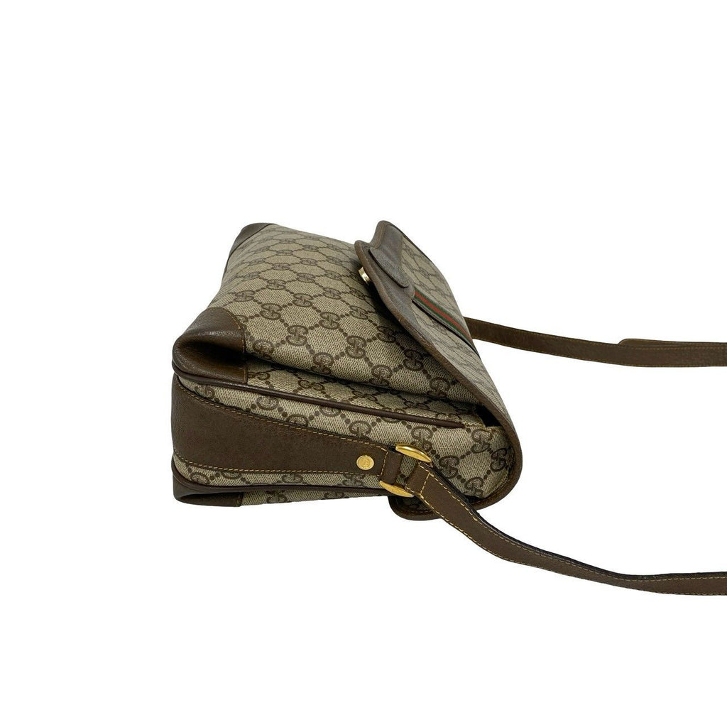 Gucci Vintage Sherry Line GG Logo Pattern Leather Shoulder Bag Pochette Brown — view 6