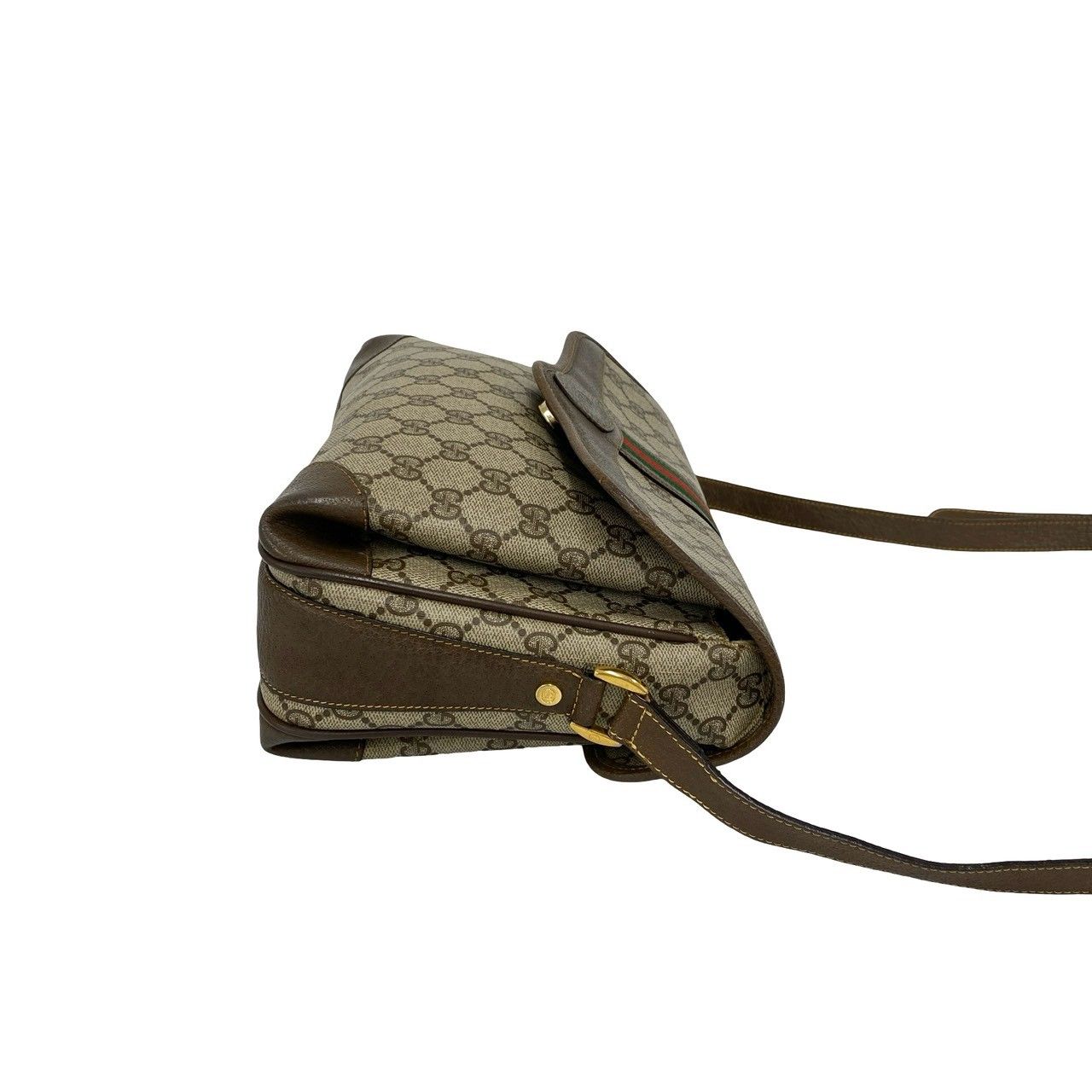Gucci Vintage Sherry Line GG Logo Pattern Leather Shoulder Bag Pochette Brown — view 6
