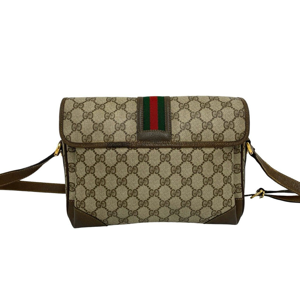 Gucci Vintage Sherry Line GG Logo Pattern Leather Shoulder Bag Pochette Brown — view 3