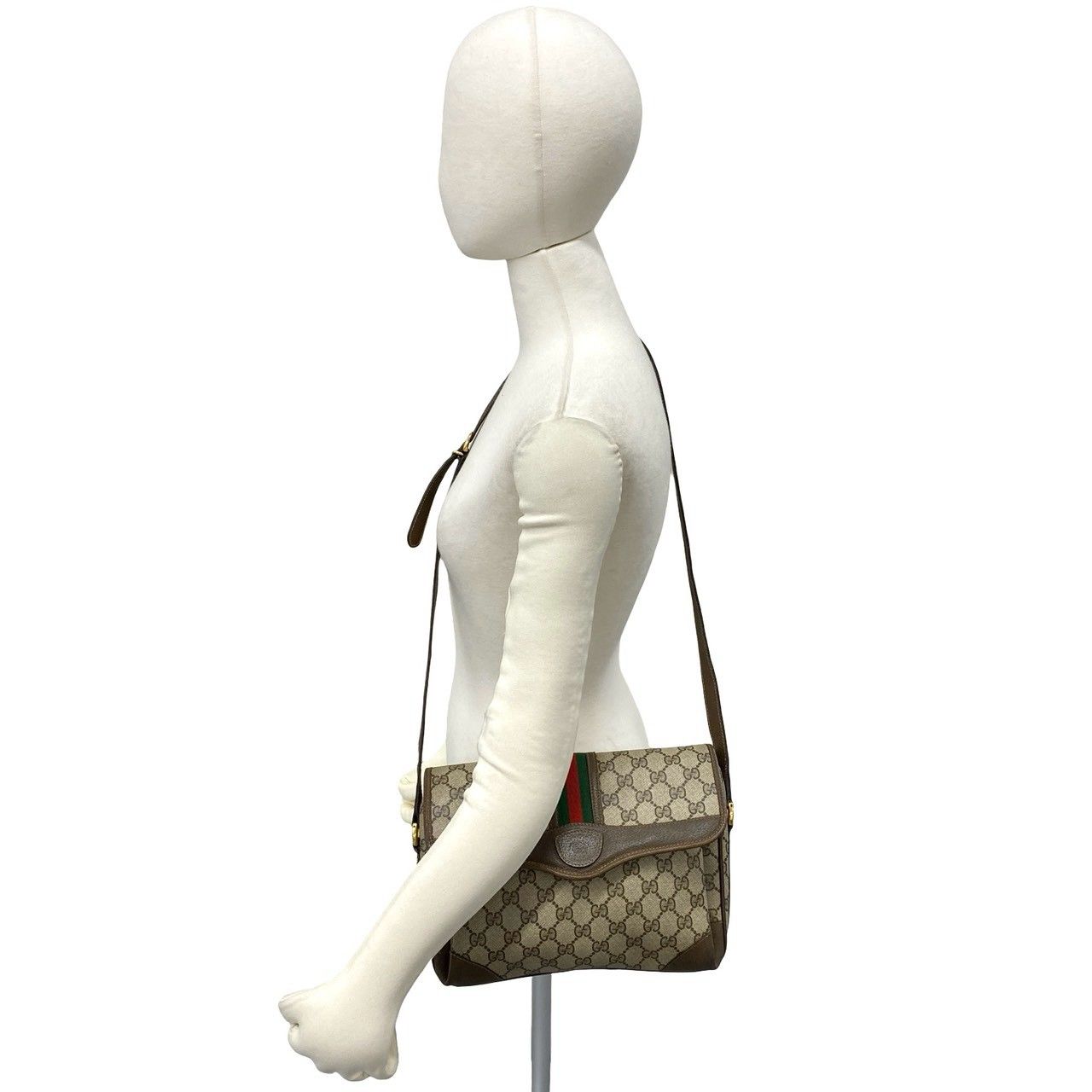Gucci Vintage Sherry Line GG Logo Pattern Leather Shoulder Bag Pochette Brown — view 2