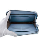 Bottega Veneta Leather Intrecciato Zip Around Wallet Blue Card Case Coin Purse — view 5