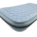 Bottega Veneta Leather Intrecciato Zip Around Wallet Blue Card Case Coin Purse — view 2