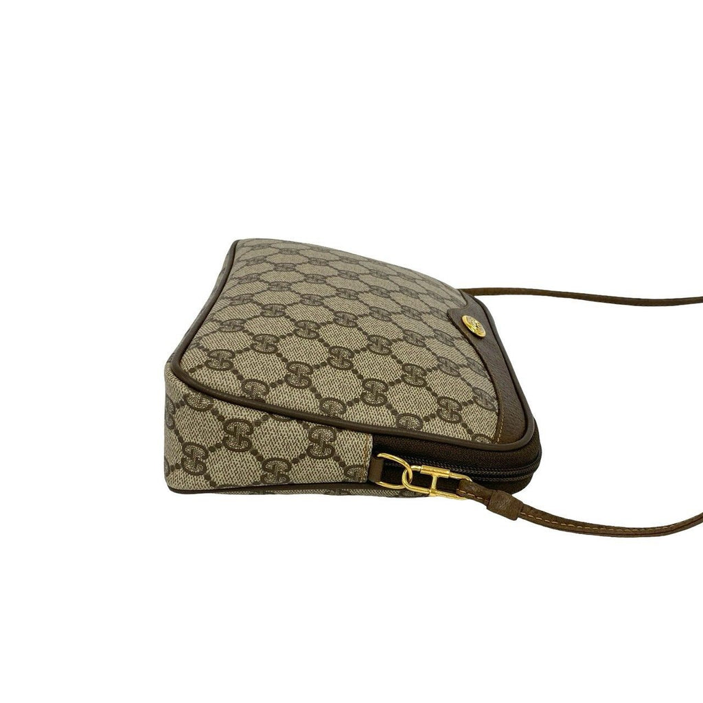 Gucci Vintage GG Logo Pattern Leather Mini Shoulder Bag Pochette Brown — view 6