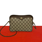 Gucci Vintage GG Logo Pattern Leather Mini Shoulder Bag Pochette Brown