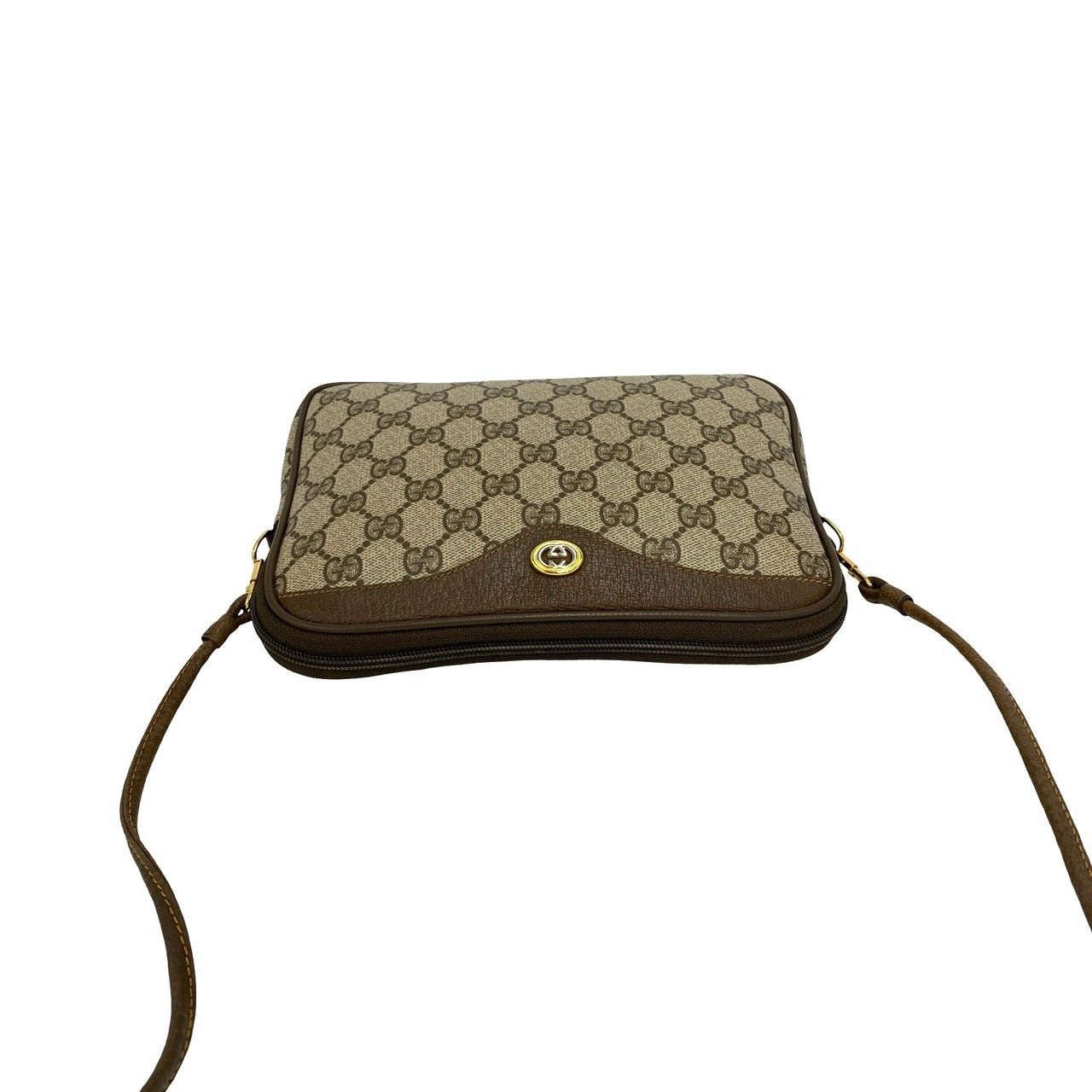 Gucci Vintage GG Logo Pattern Leather Mini Shoulder Bag Pochette Brown — view 4