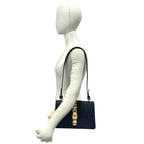 Gucci Sylvie Sherry Line Logo Leather Shoulder Bag Navy Red Green — view 2