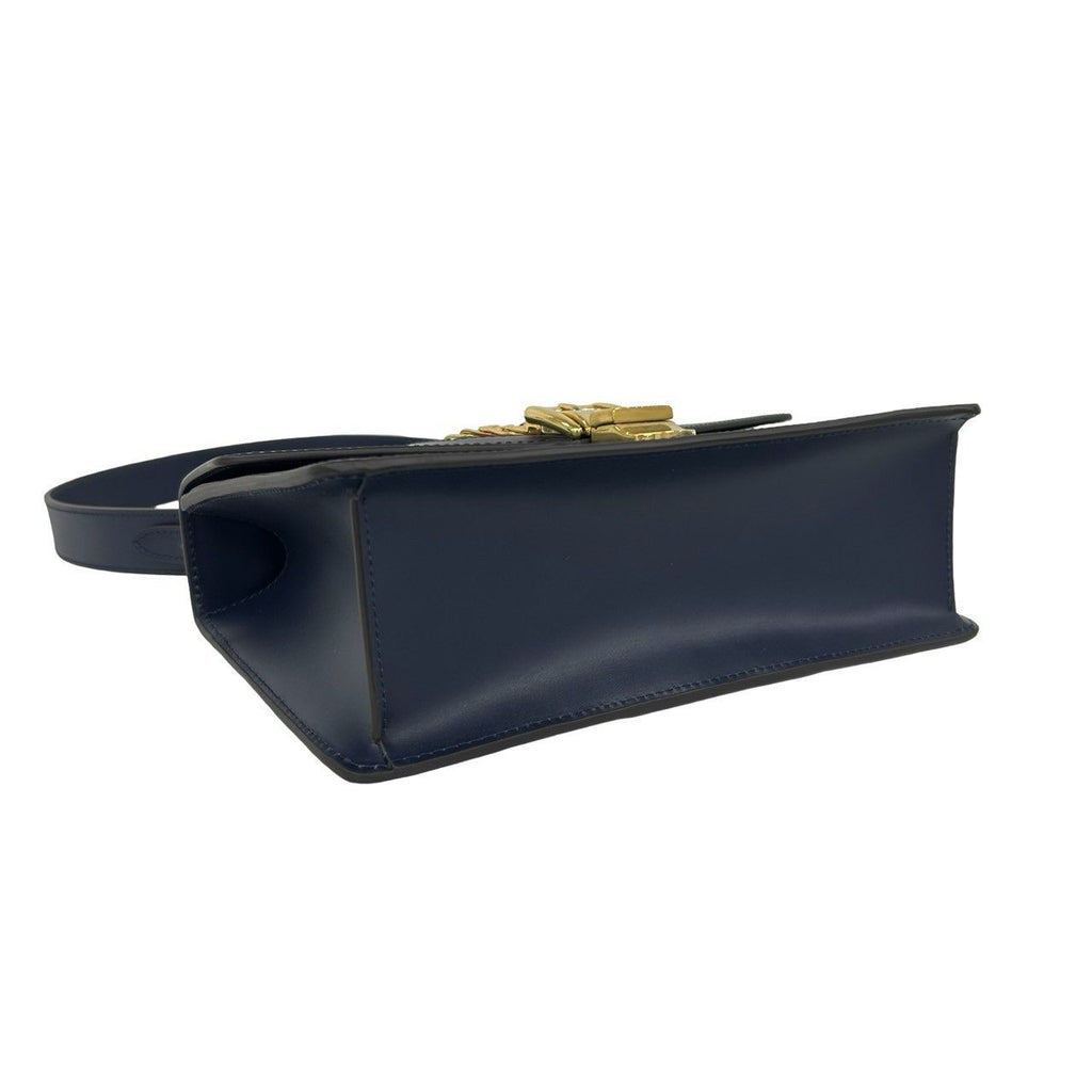 Gucci Sylvie Sherry Line Logo Leather Shoulder Bag Navy Red Green — view 7