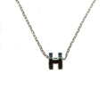 Hermes Necklace Mini Pop H Rocabar Black Silver H Logo Pendant