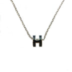 Hermes Necklace Mini Pop H Rocabar Black Silver H Logo Pendant