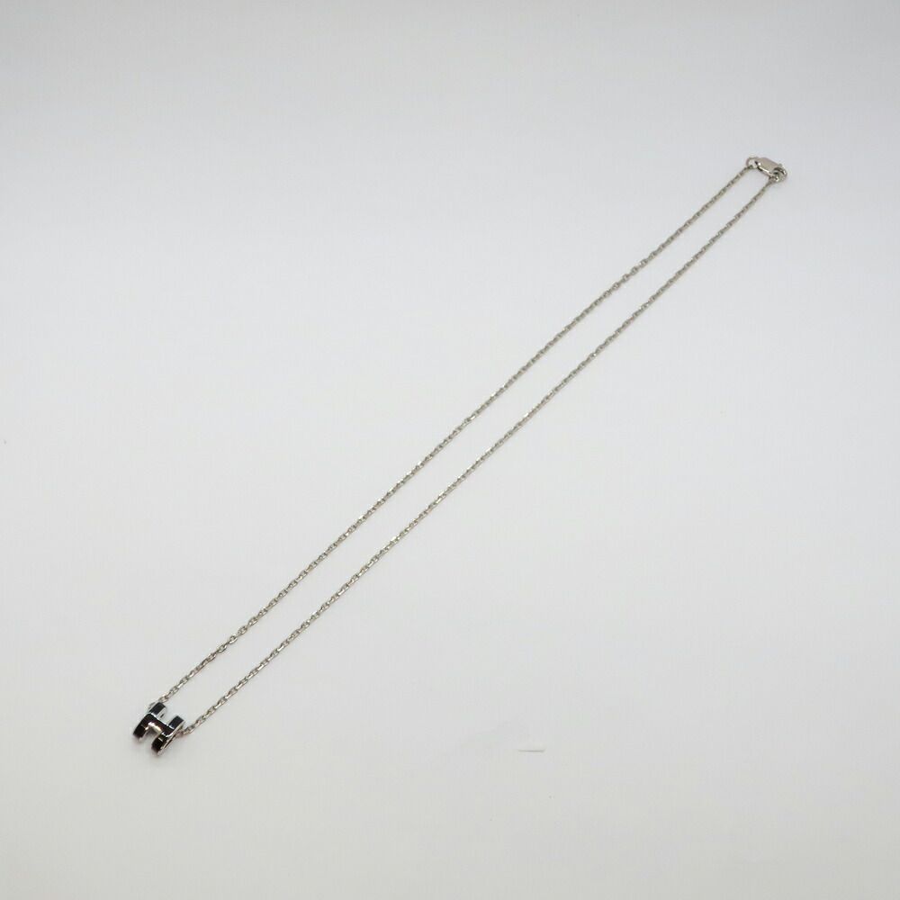 Hermes Necklace Mini Pop H Rocabar Black Silver H Logo Pendant — view 6