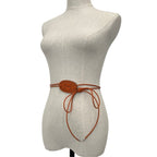Hermes Mia H Perforated Evelyne Motif Leather Belt String S Brown — view 2