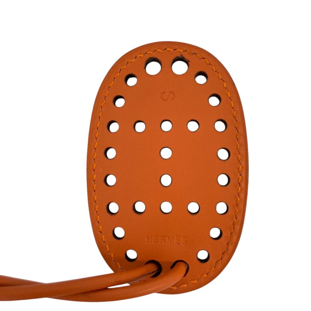 Hermes Mia H Perforated Evelyne Motif Leather Belt String S Brown — view 4