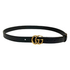 Gucci GG Marmont Leather Narrow Belt 80 Black