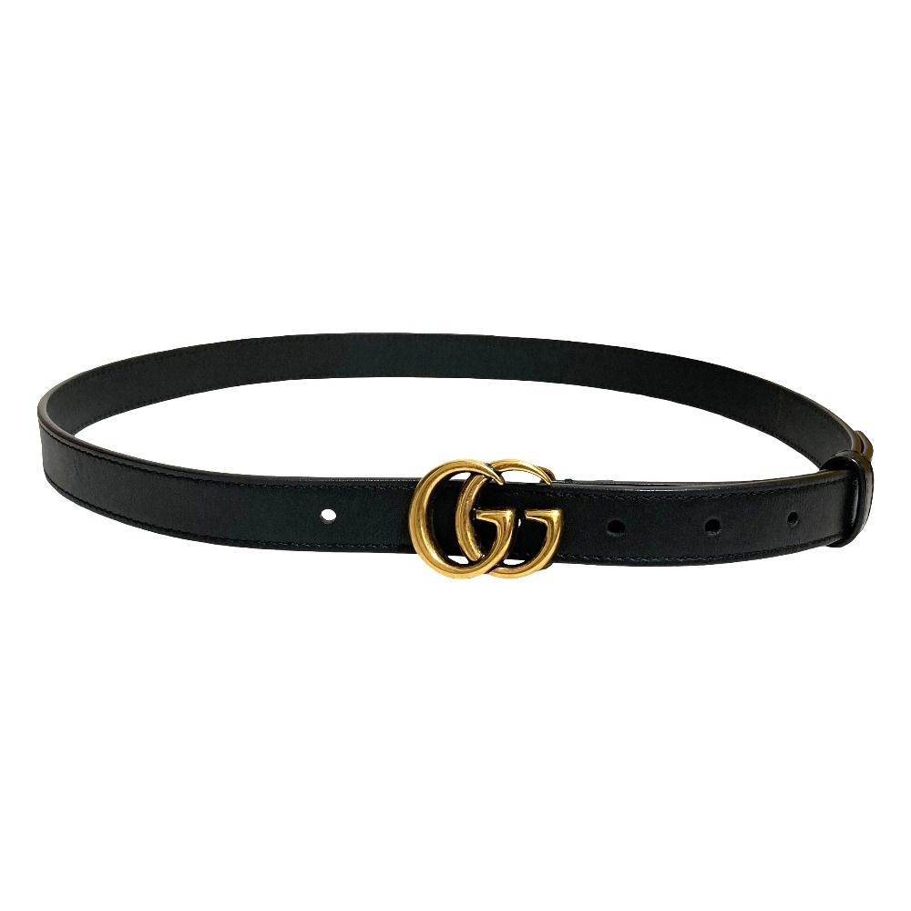 Gucci GG Marmont Leather Narrow Belt 80 Black