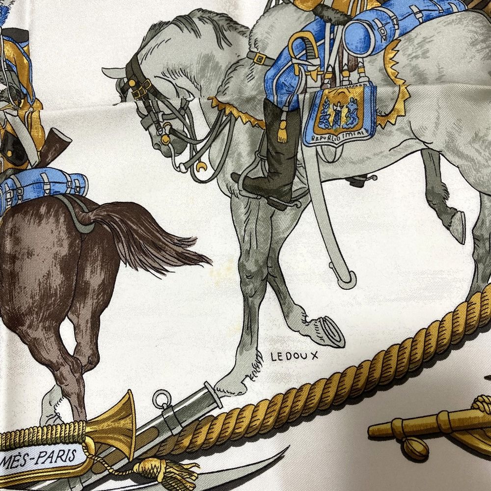 Hermes Marine Et Cavalerie Sea and Corps Carre 90 Large Scarf White Multicolor — view 5